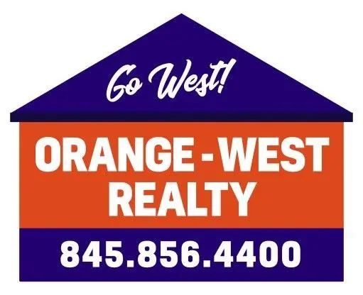 Sign for Orange-West Realty with phone number.